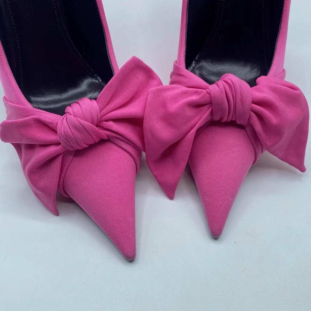 Balenciaga Knife Pointed Toe Knot Pink Pumps